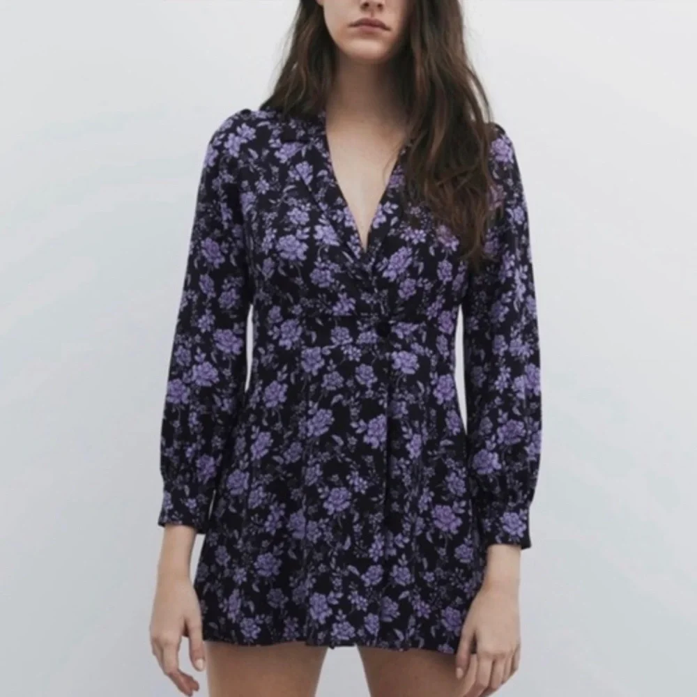 ZARA Floral Blazer Style Long Sleeve Romper Small